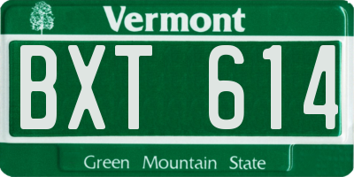 VT license plate BXT614