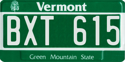 VT license plate BXT615