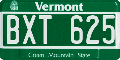 VT license plate BXT625