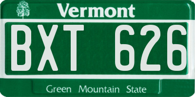 VT license plate BXT626