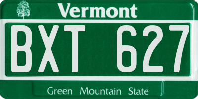VT license plate BXT627