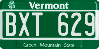 VT license plate BXT629