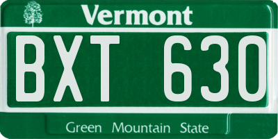 VT license plate BXT630