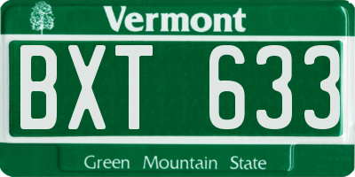 VT license plate BXT633