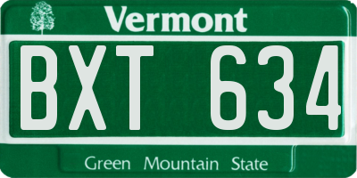 VT license plate BXT634