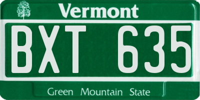 VT license plate BXT635