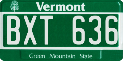 VT license plate BXT636