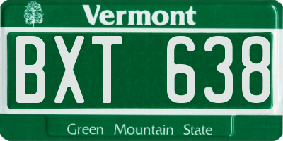 VT license plate BXT638