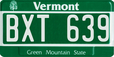 VT license plate BXT639