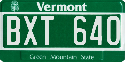 VT license plate BXT640