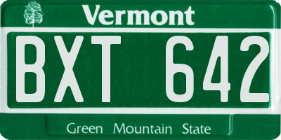 VT license plate BXT642