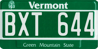 VT license plate BXT644
