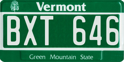 VT license plate BXT646