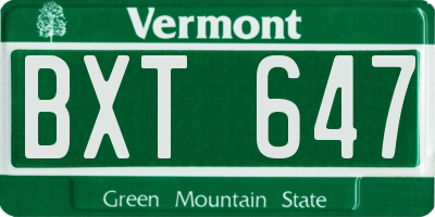 VT license plate BXT647