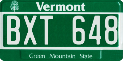 VT license plate BXT648