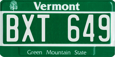 VT license plate BXT649