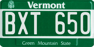 VT license plate BXT650