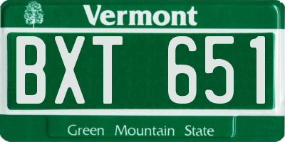 VT license plate BXT651