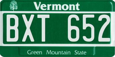 VT license plate BXT652