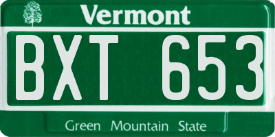 VT license plate BXT653
