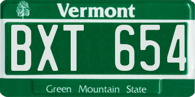 VT license plate BXT654