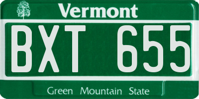 VT license plate BXT655