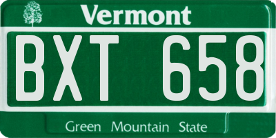 VT license plate BXT658
