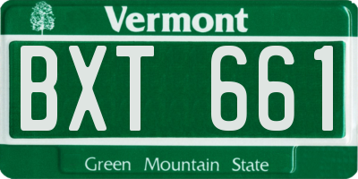VT license plate BXT661
