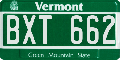 VT license plate BXT662