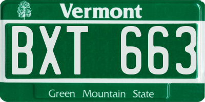 VT license plate BXT663