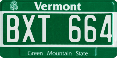 VT license plate BXT664