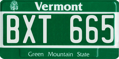 VT license plate BXT665
