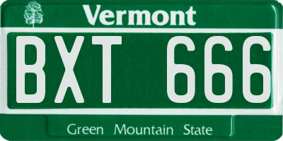 VT license plate BXT666