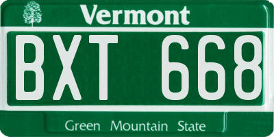 VT license plate BXT668