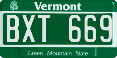 VT license plate BXT669
