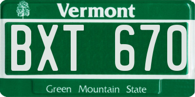 VT license plate BXT670