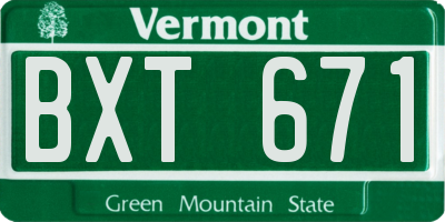 VT license plate BXT671