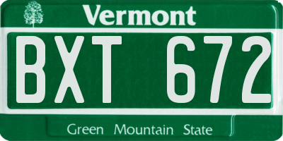 VT license plate BXT672
