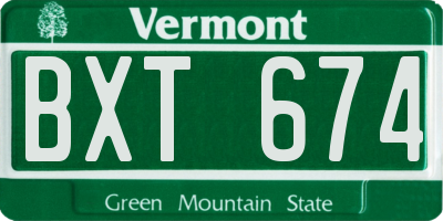 VT license plate BXT674
