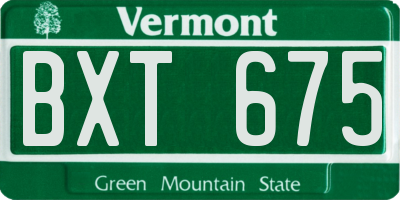 VT license plate BXT675