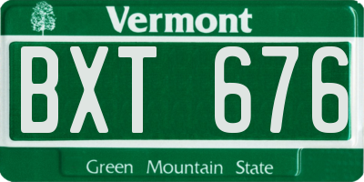 VT license plate BXT676