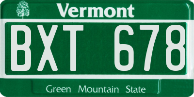 VT license plate BXT678