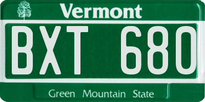 VT license plate BXT680
