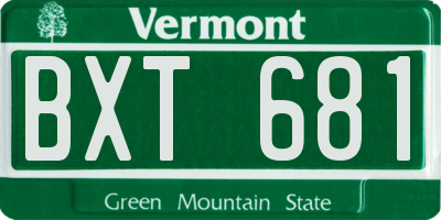 VT license plate BXT681