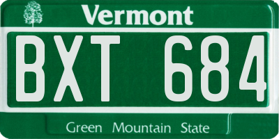 VT license plate BXT684