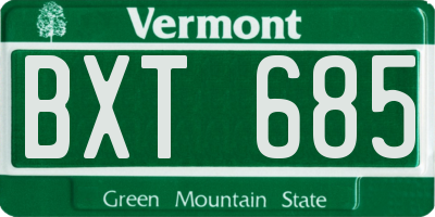 VT license plate BXT685