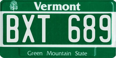 VT license plate BXT689