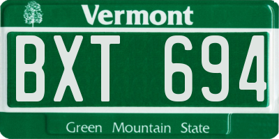 VT license plate BXT694