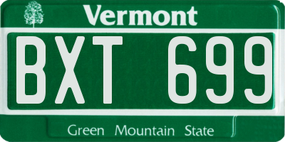 VT license plate BXT699