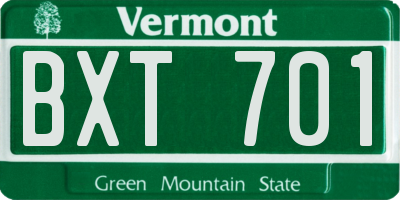 VT license plate BXT701